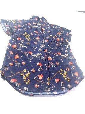 The North Face Womens XS Floral Button-Up Shirt Navy